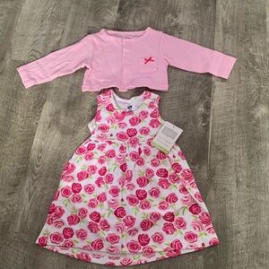 NWT Hudson Baby 100% Cotton Dress with Cardigan Set Size 6-9 Months